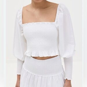 NWT Hill House White Smocked The Grace Nap Top